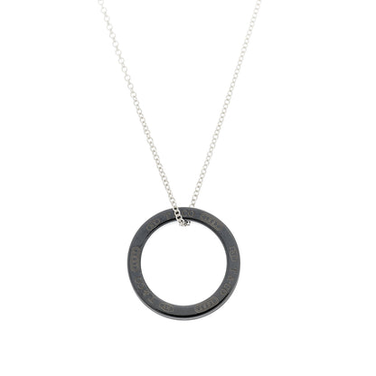 Tiffany Sterling Silver Titanium 1837 Circle Pendant Necklace 4 of 5