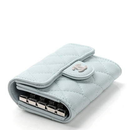 Chanel Caviar Quilted Classic 4 Key Holder Wallet Light Blue 3 of 7