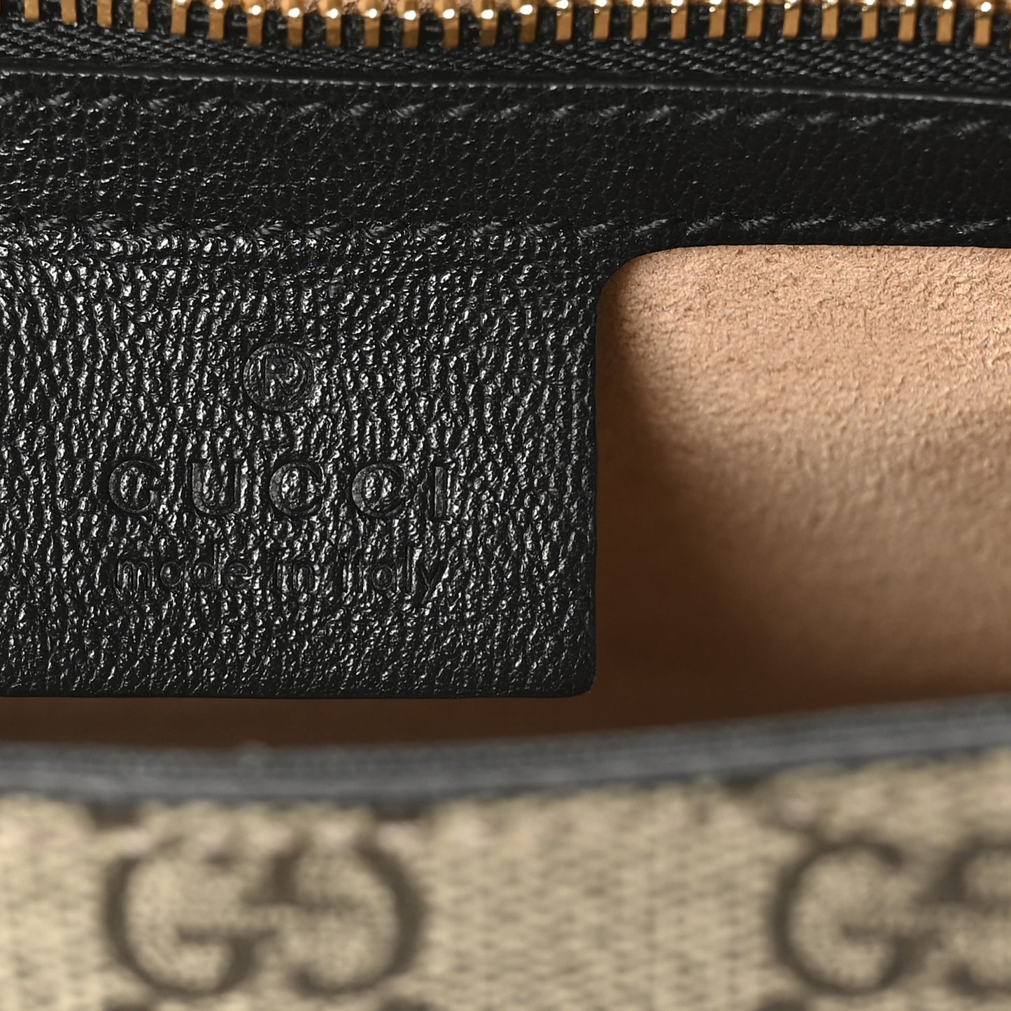 GG Supreme Monogram Calfskin Small Padlock Messenger Shoulder Bag Beige Black Cuir