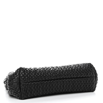 Bottega Veneta Lambskin Knit Small The Point Triangle Bag Black 3 of 4
