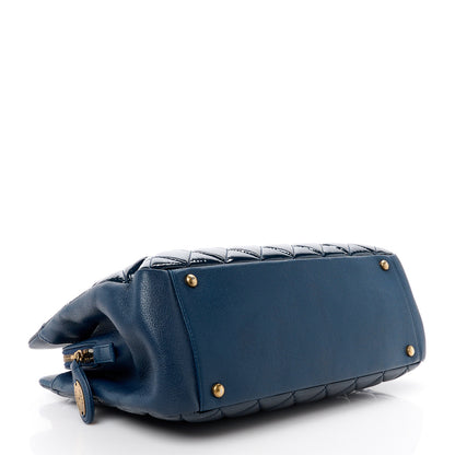 Chanel Patent Goatskin Quilted Small CC Eyelet Tote Blue 4 of 15