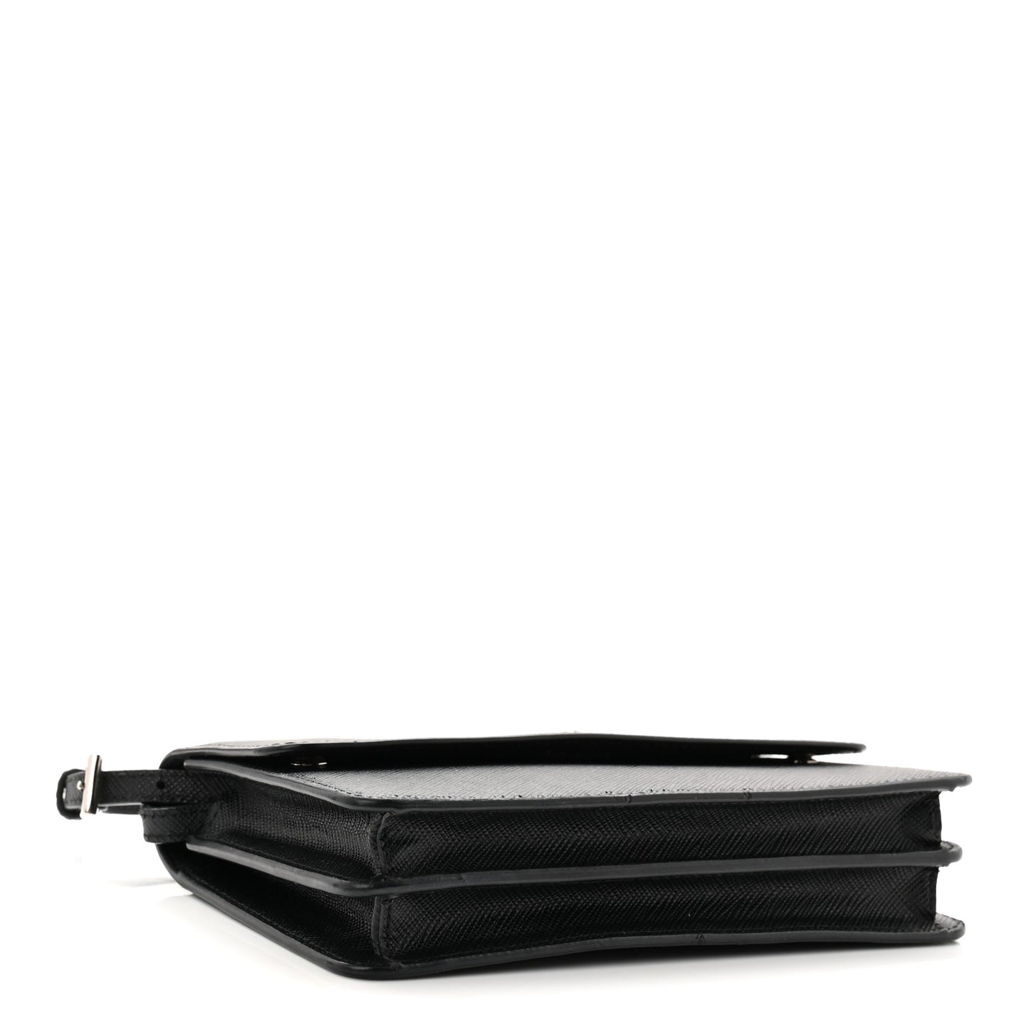 Saffiano Metal Flap Wallet With Strap Black