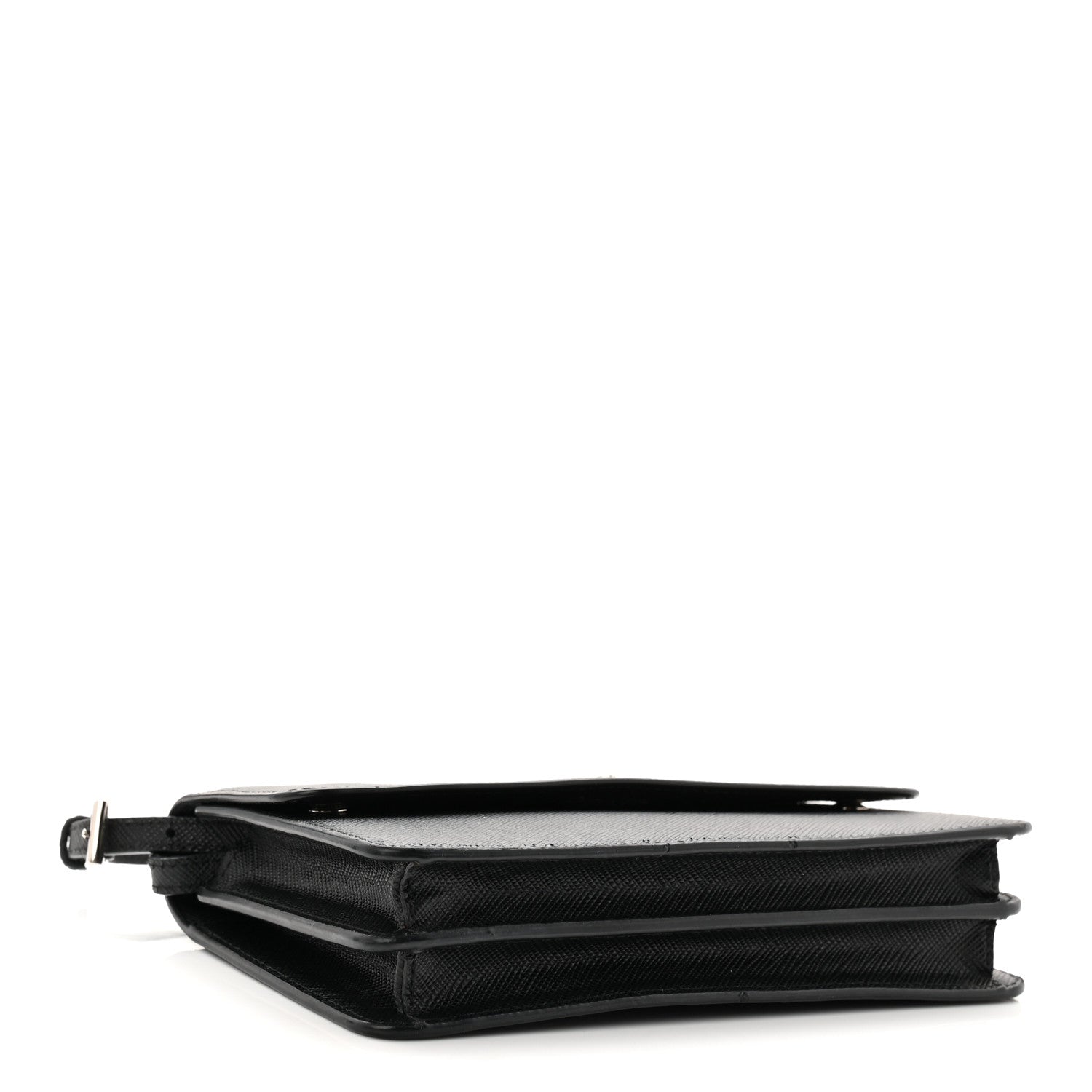 Prada Saffiano Metal Flap Wallet With Strap Black 5 of 17