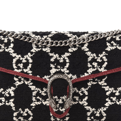 Gucci Tweed GG Monogram Mini Dionysus Chain Wallet Black White Romantic Cherry 10 of 11