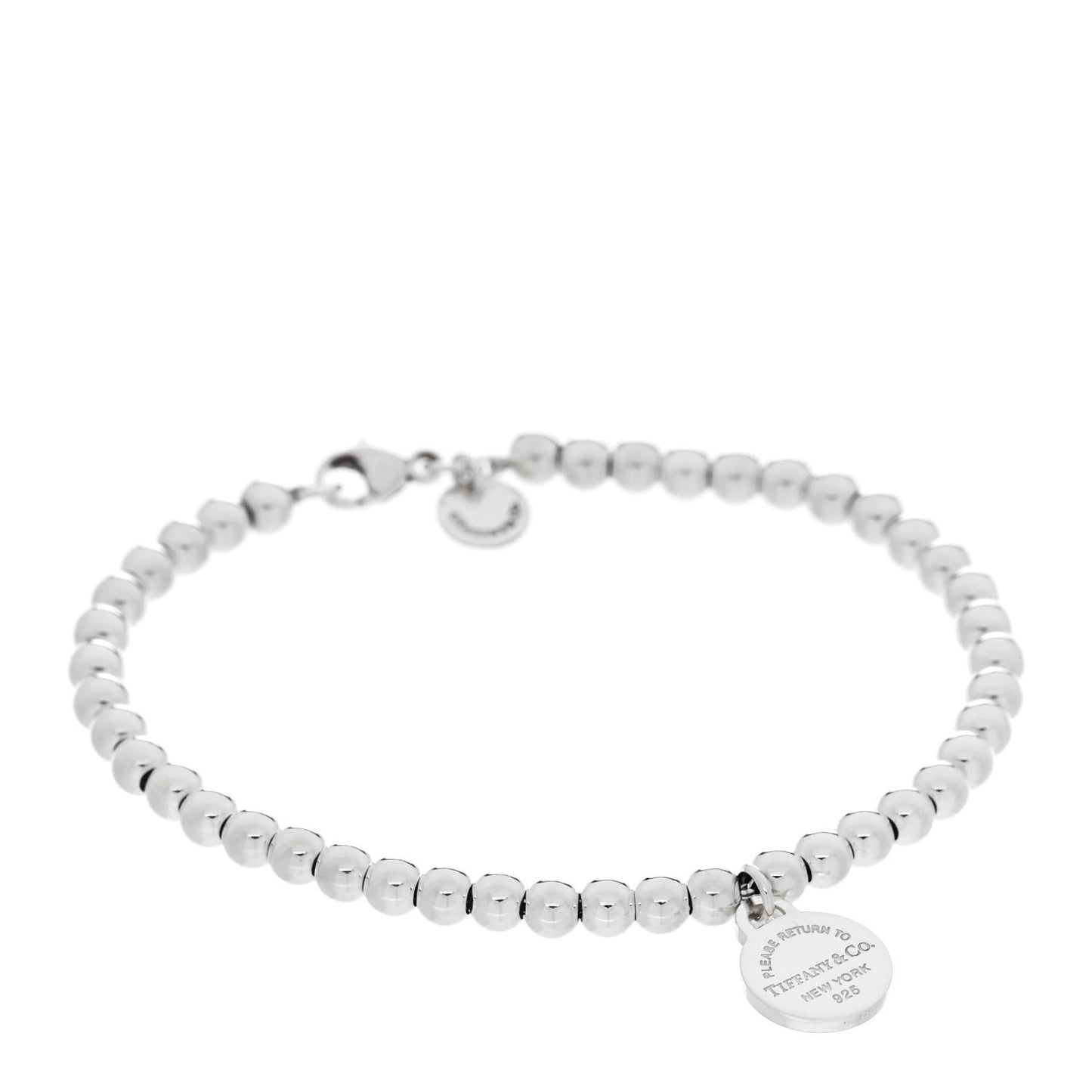 Sterling Silver Enamel 4mm Love Heart Tag Bead Bracelet Blue