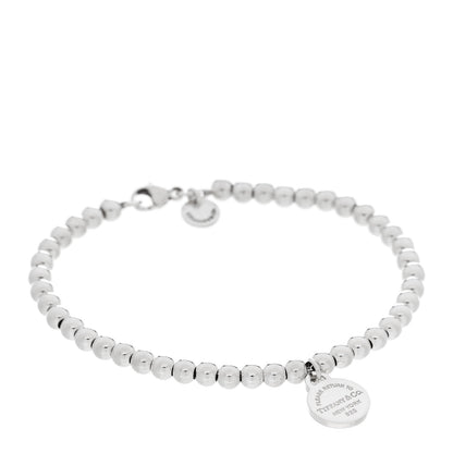 Tiffany Sterling Silver Enamel 4mm Love Heart Tag Bead Bracelet Blue 1 of 7