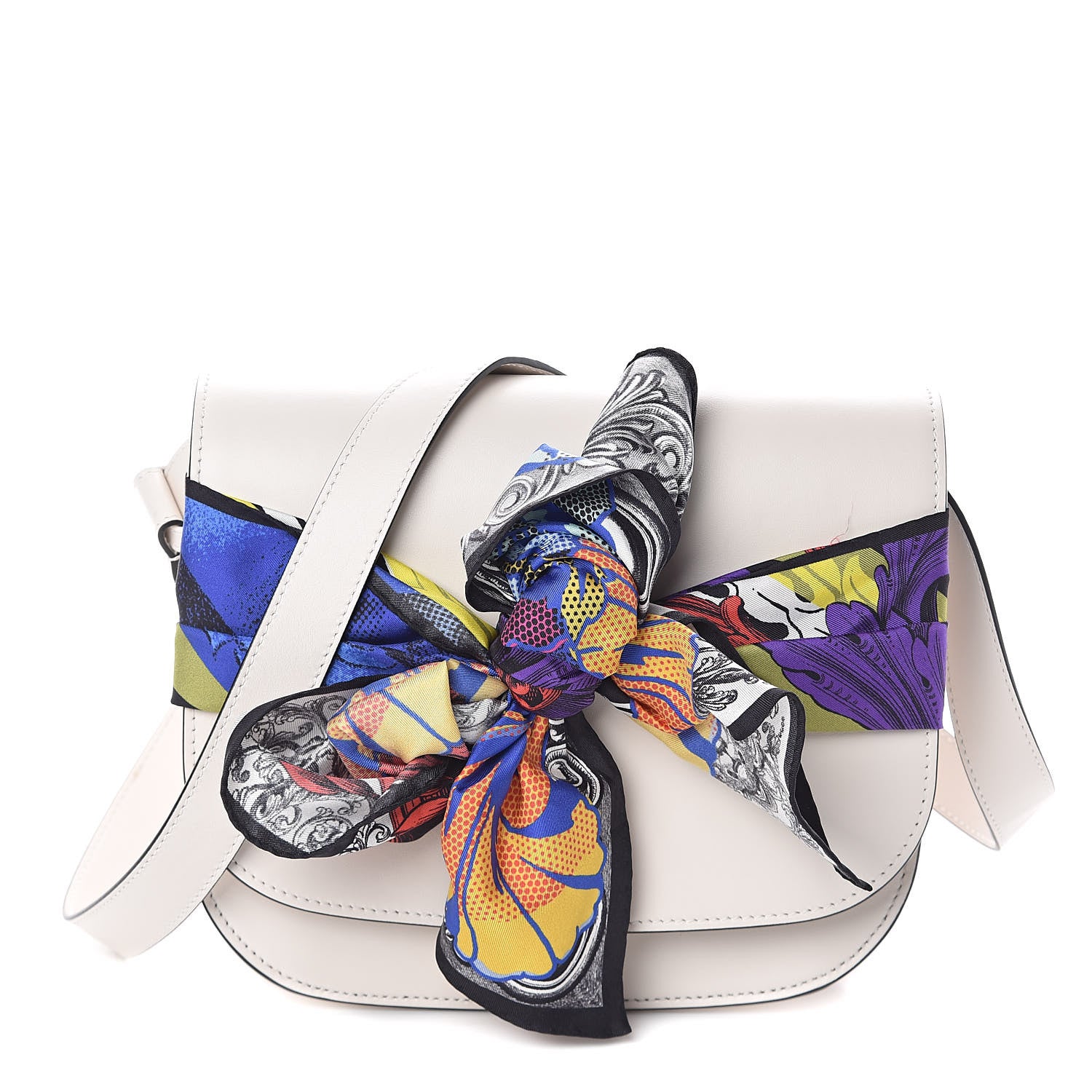Versace Calfskin Shoulder Bag With Scarf White 1 of 9