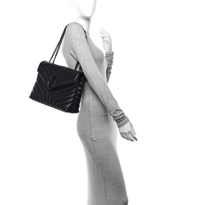 Saint Laurent Calfskin Y Quilted Monogram Monochrome Medium Loulou Chain Satchel Black 2 of 10
