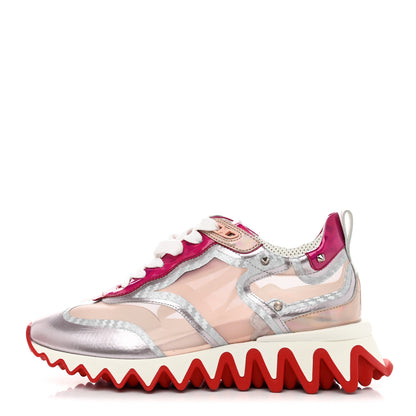 Christian Louboutin Metallic Patent Mesh Suede Sharkina Flat Sneakers 37.5 Brown 1 of 8