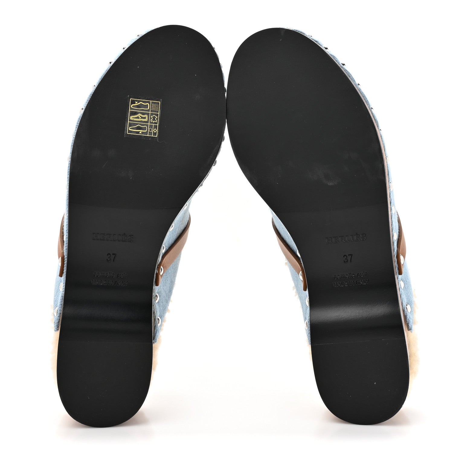 Hermes Denim Wool Carlotta Mules 37 Bleu Clair Naturel 5 of 8