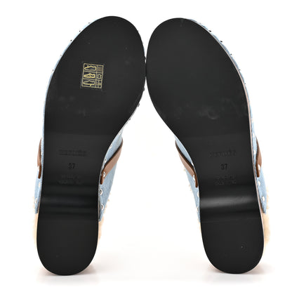 Hermes Denim Wool Carlotta Mules 37 Bleu Clair Naturel 5 of 8