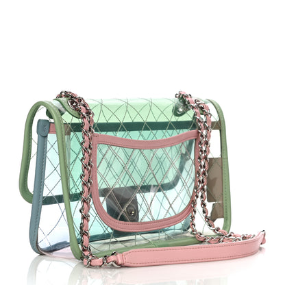 Chanel Lambskin PVC Quilted Medium Coco Splash Flap Blue Green 2 of 9