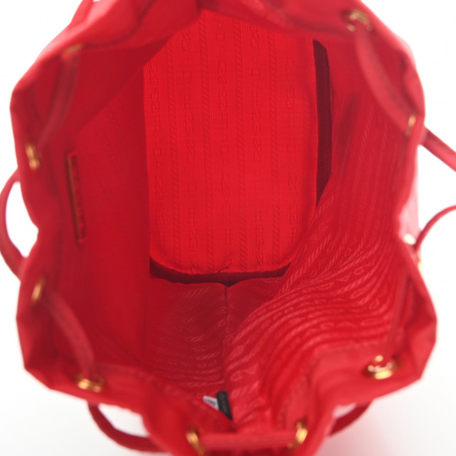 Prada Saffiano Tessuto Nylon Vela Bucket Wristlet Rosso 5 of 8