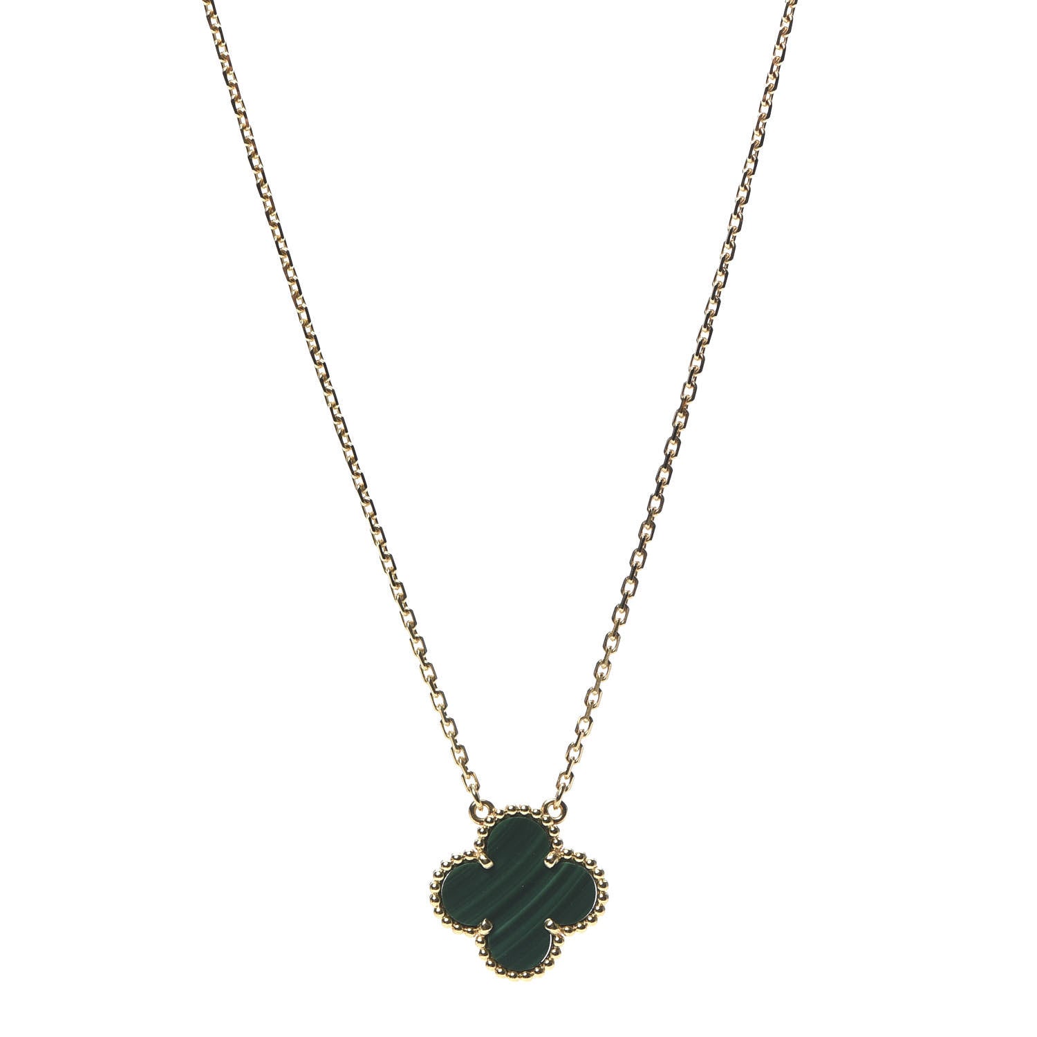 Van Cleef & Arpels 18K Yellow Gold Malachite Vintage Alhambra Pendant Necklace 1 of 6