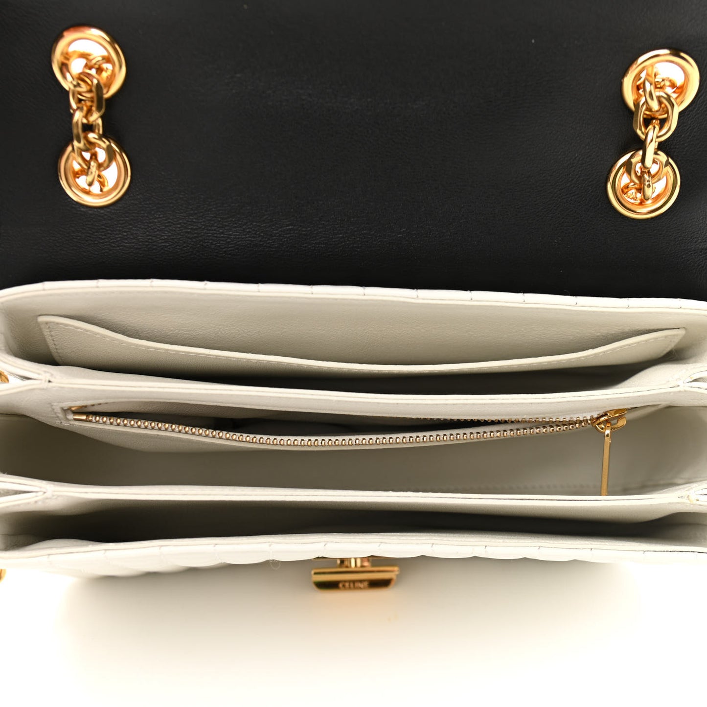 Calfskin Quilted Medium C Bag Black White