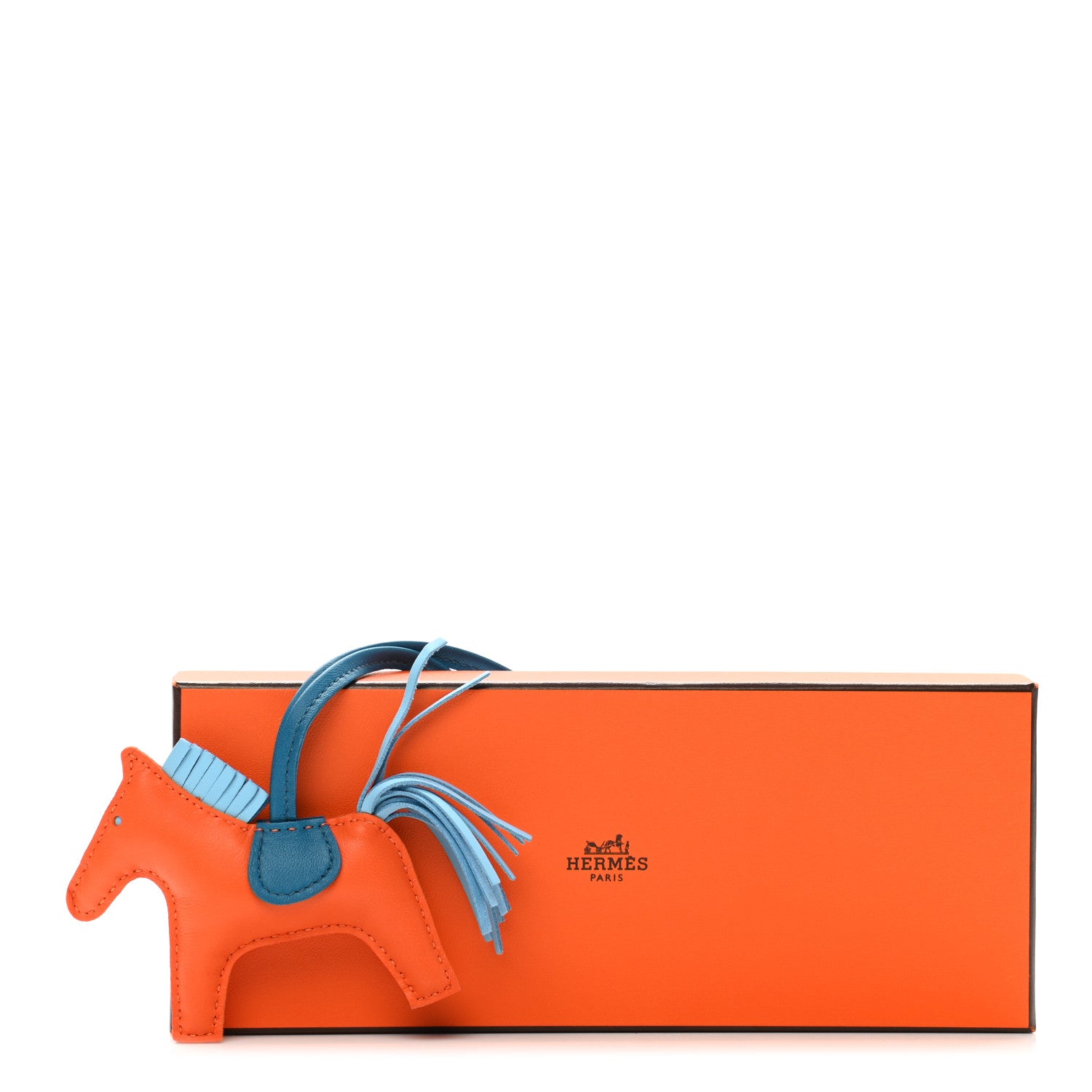 Hermes Milo Lambskin Grigri Rodeo Horse Bag Charm PM Feu Celeste Bleu Izmir 4 of 4