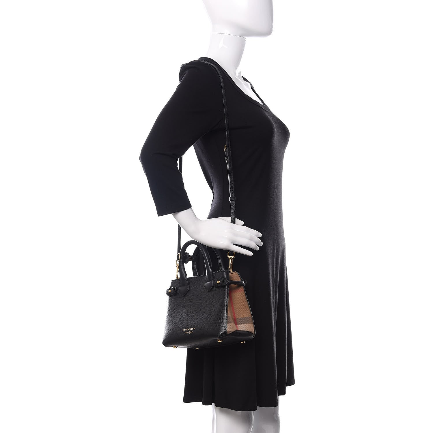 Burberry Derby Calfskin House Check Baby Banner Tote Black 2 of 9