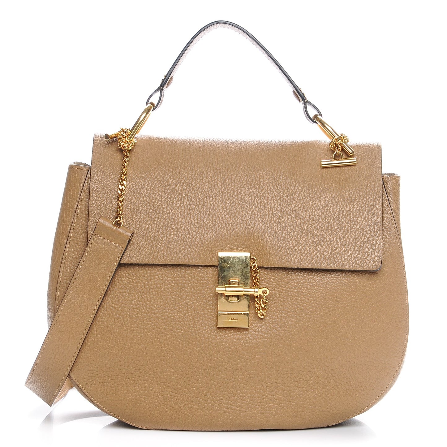 Grained Lambskin Large Drew Shoulder Bag Chestnut Cream