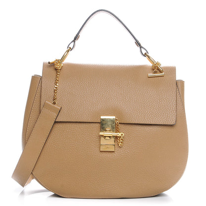 Chloe Grained Lambskin Large Drew Shoulder Bag Chestnut Cream 1 of 8
