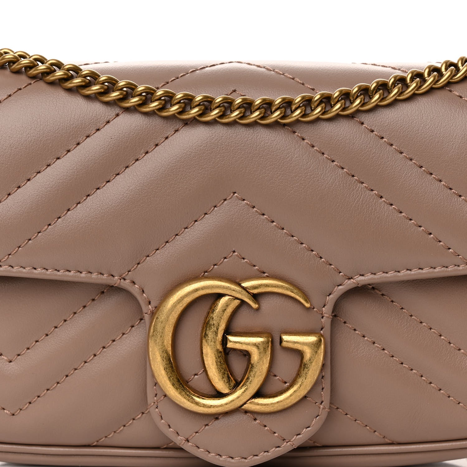 Gucci Calfskin Matelasse Super Mini GG Marmont Shoulder Bag Porcelain Rose 8 of 11