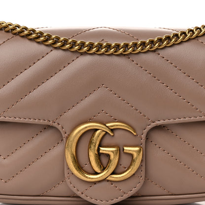 Gucci Calfskin Matelasse Super Mini GG Marmont Shoulder Bag Porcelain Rose 8 of 11