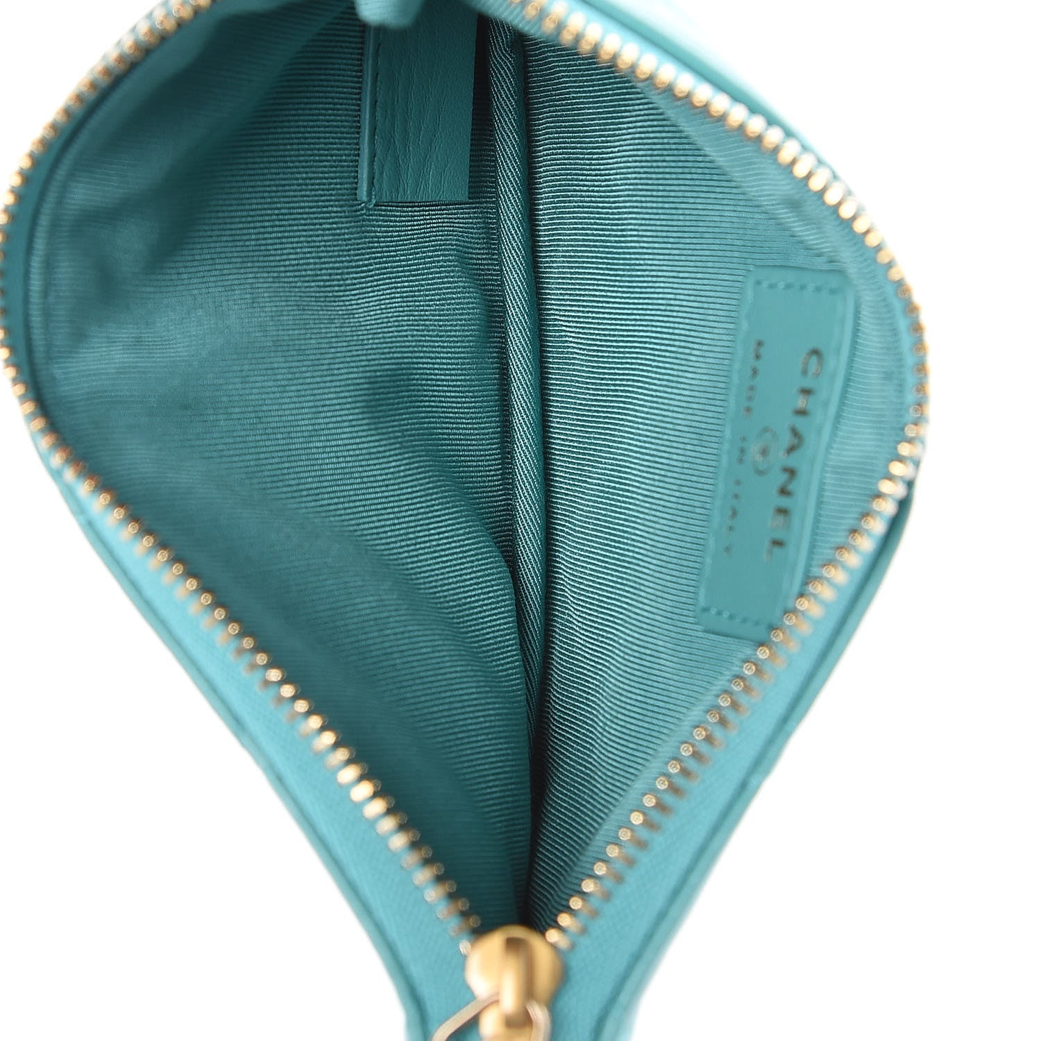 Chanel Lambskin Quilted Small Cosmetic Case Turquoise 5 of 7
