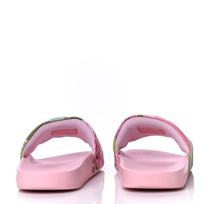 Gucci X KEN SCOTT Rubber Infinity Zia Interlocking G Womens Pool Slide Sandals 36 Green Lilac Bright Splash 5 of 6