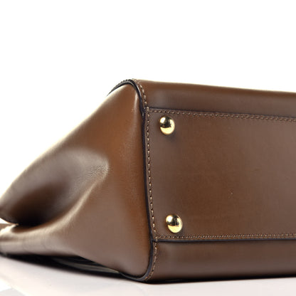 Fendi Vitello Morgan Fabric Jacquard Pequin Medium Peekaboo Iconic Satchel Foresta Tobacco Black 9 of 10