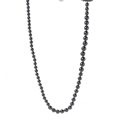 Chanel Ruthenium Graduated Pearl CC Long Necklace Dark Grey 1 of 7
