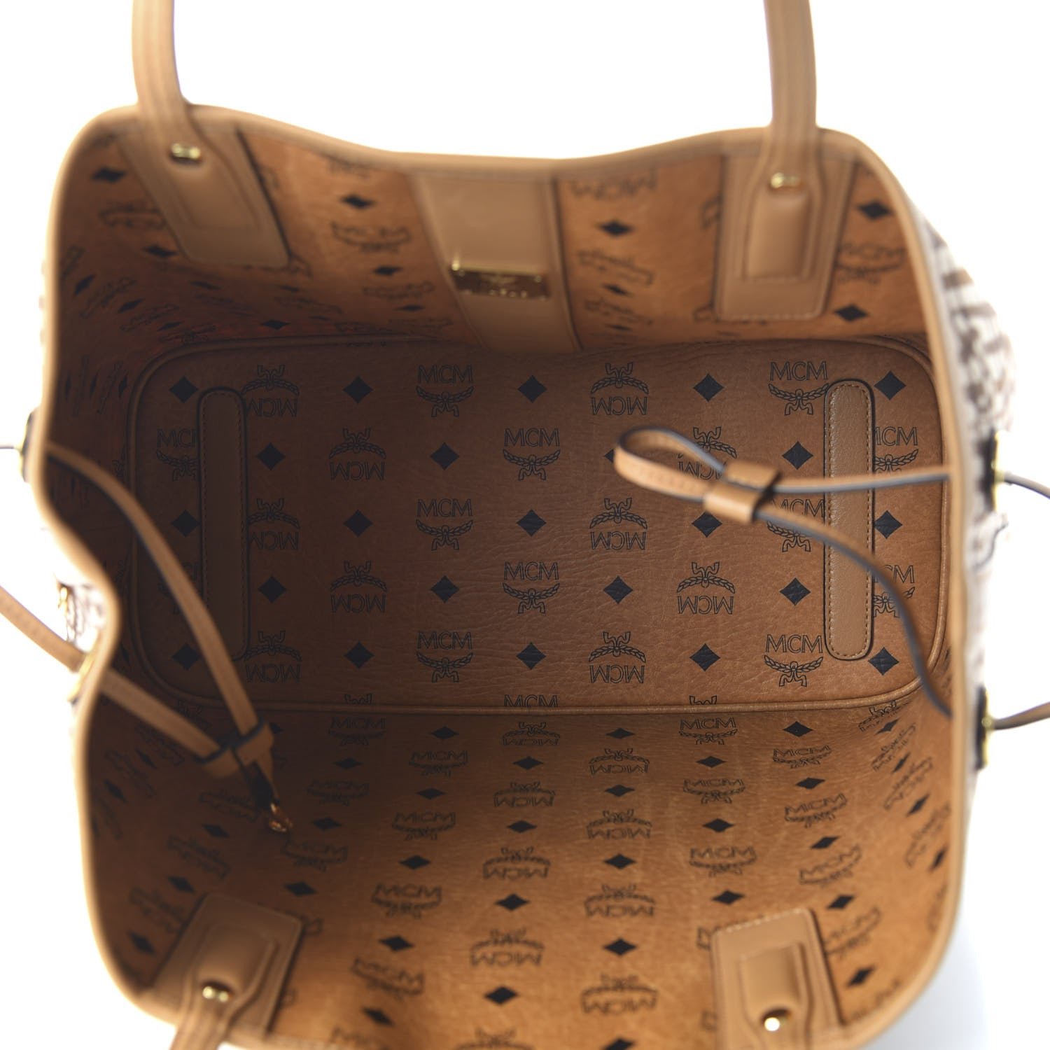 MCM Visetos Medium Liz Reversible Shopper Tote Cognac 13 of 16
