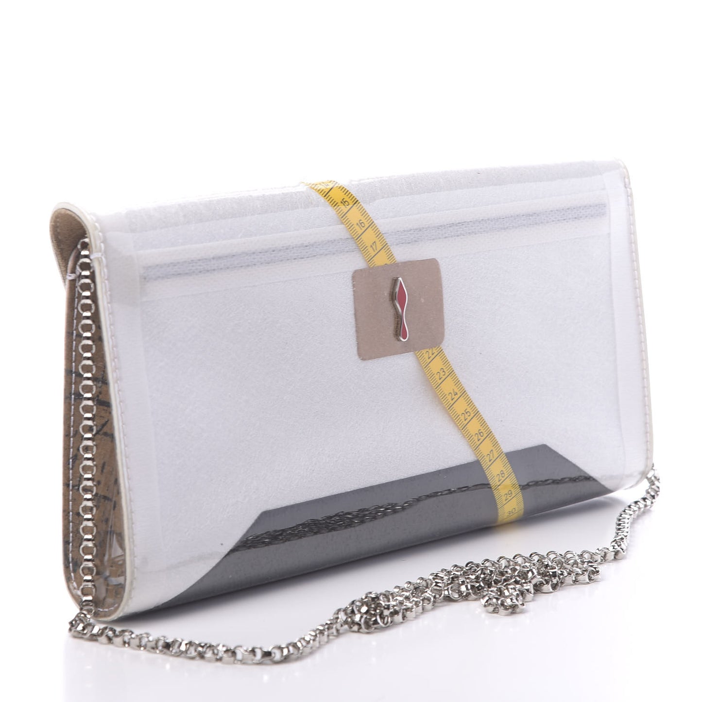 LOUBOUTIN Calfskin PVC Loubicouture Vero Dodat Clutch Black White Yellow