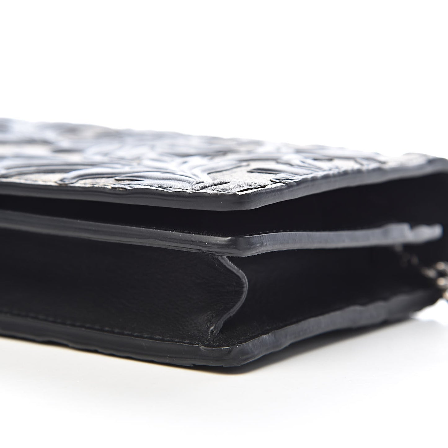 GG Supreme Monogram Arabesque Chain Wallet Black