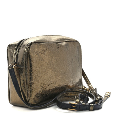 Saint Laurent Calfskin Lame Monogram Small Lou Camera Bag Gold Olive 3 of 12