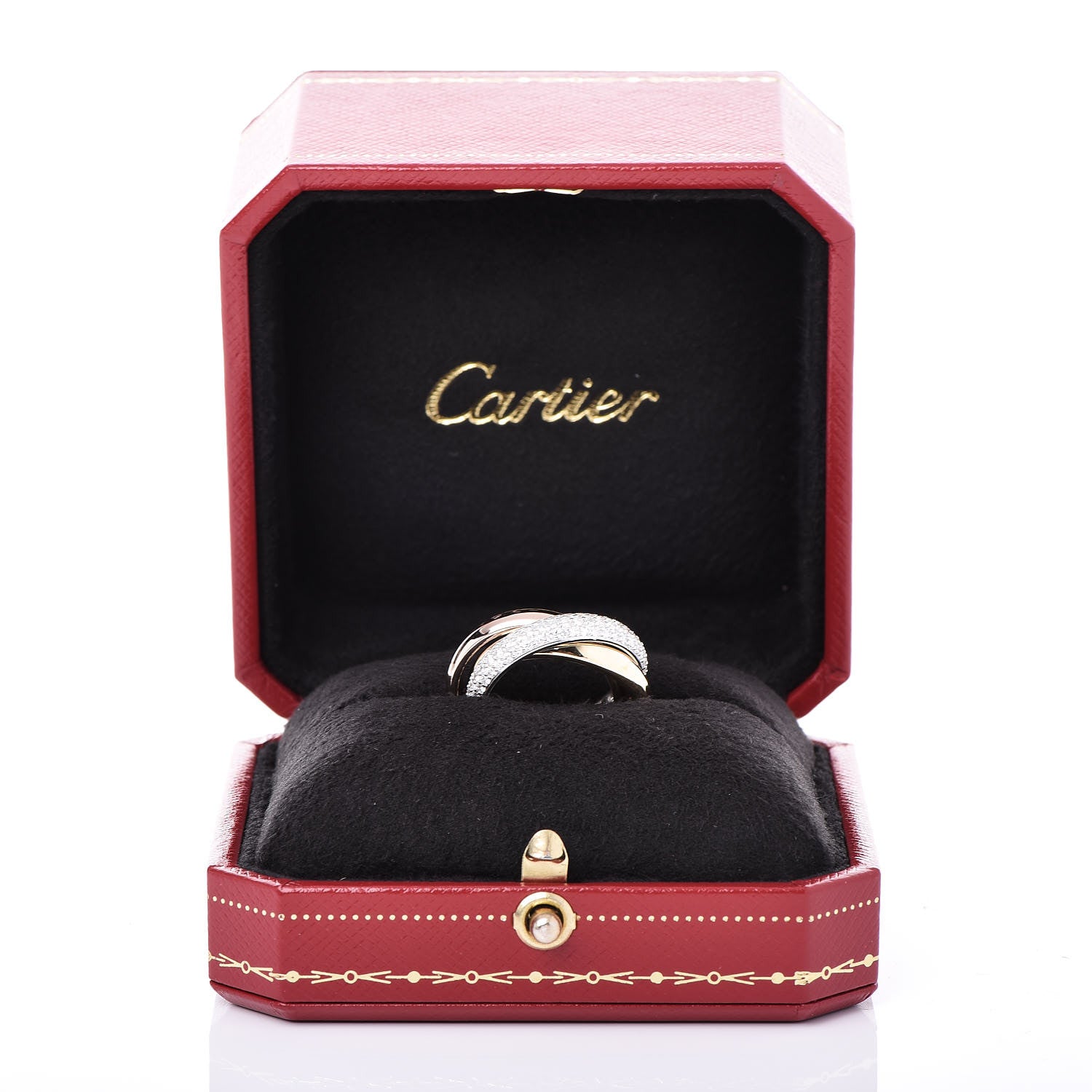 Cartier 18K White Yellow Pink Gold Diamond Classic Trinity Paved Ring 49 4.75 6 of 6