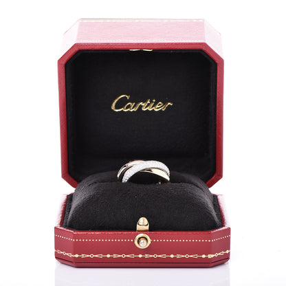 Cartier 18K White Yellow Pink Gold Diamond Classic Trinity Paved Ring 49 4.75 6 of 6