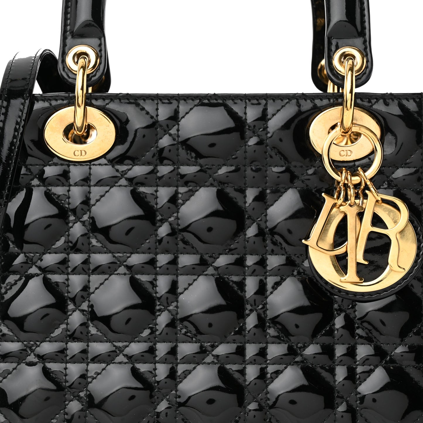 Patent Cannage Medium Lady Dior Black