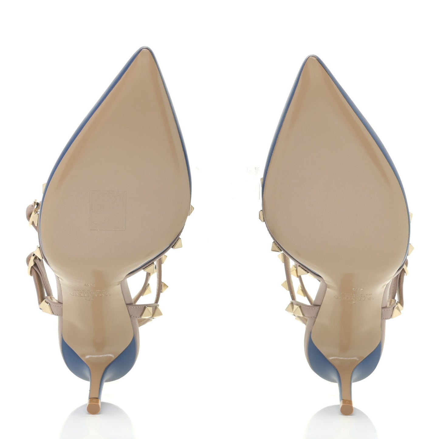 Calfskin Rockstud Ankle Strap 65mm Pumps 38 Baltique Poudre
