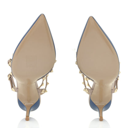 Valentino Garavani Calfskin Rockstud Ankle Strap 65mm Pumps 38 Baltique Poudre 6 of 10