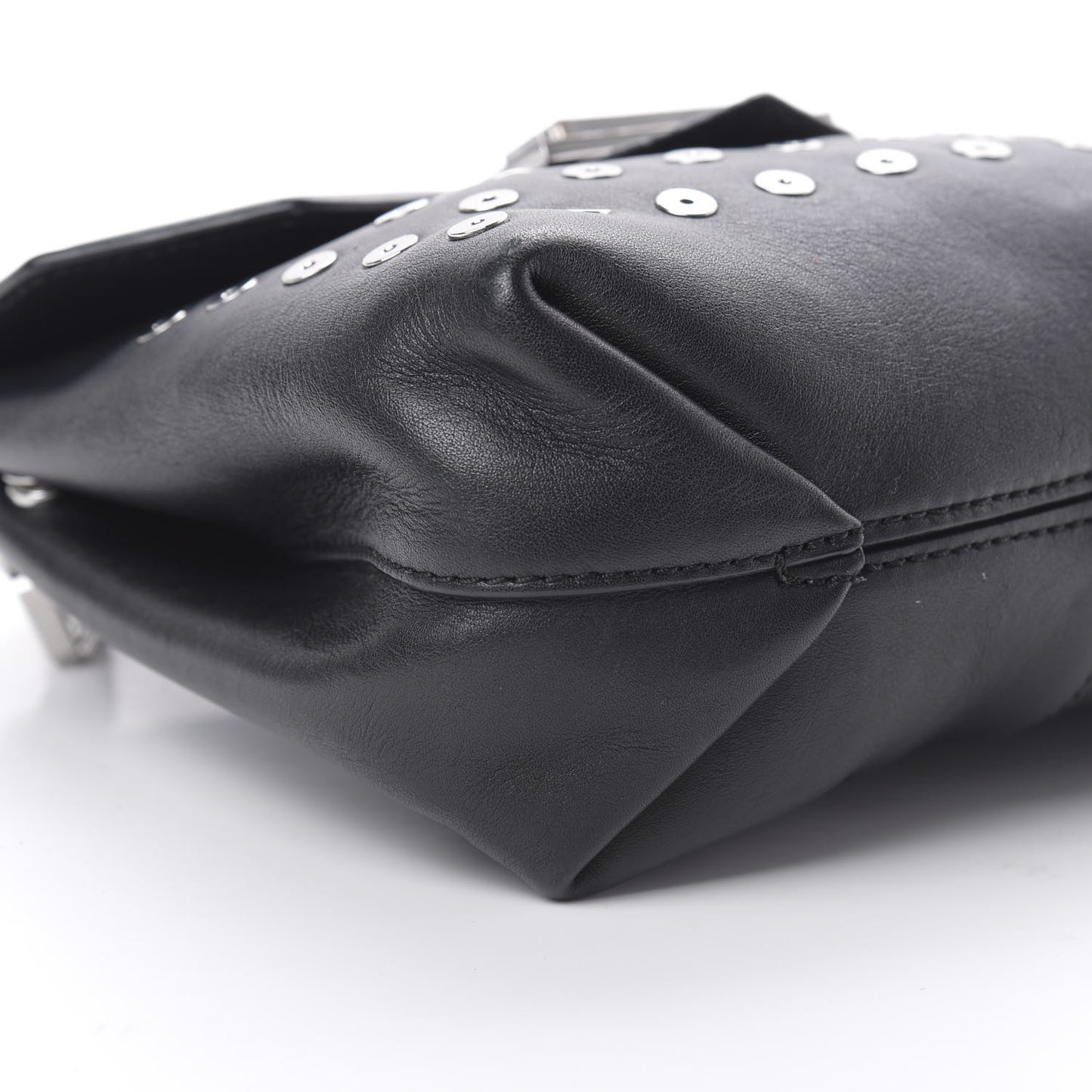 Lambskin Small Eyelets Marion Tote Black Silver Hardware