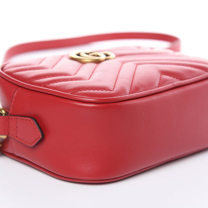 Gucci Calfskin Matelasse Mini GG Marmont Chain Shoulder Bag Hibiscus Red 8 of 11