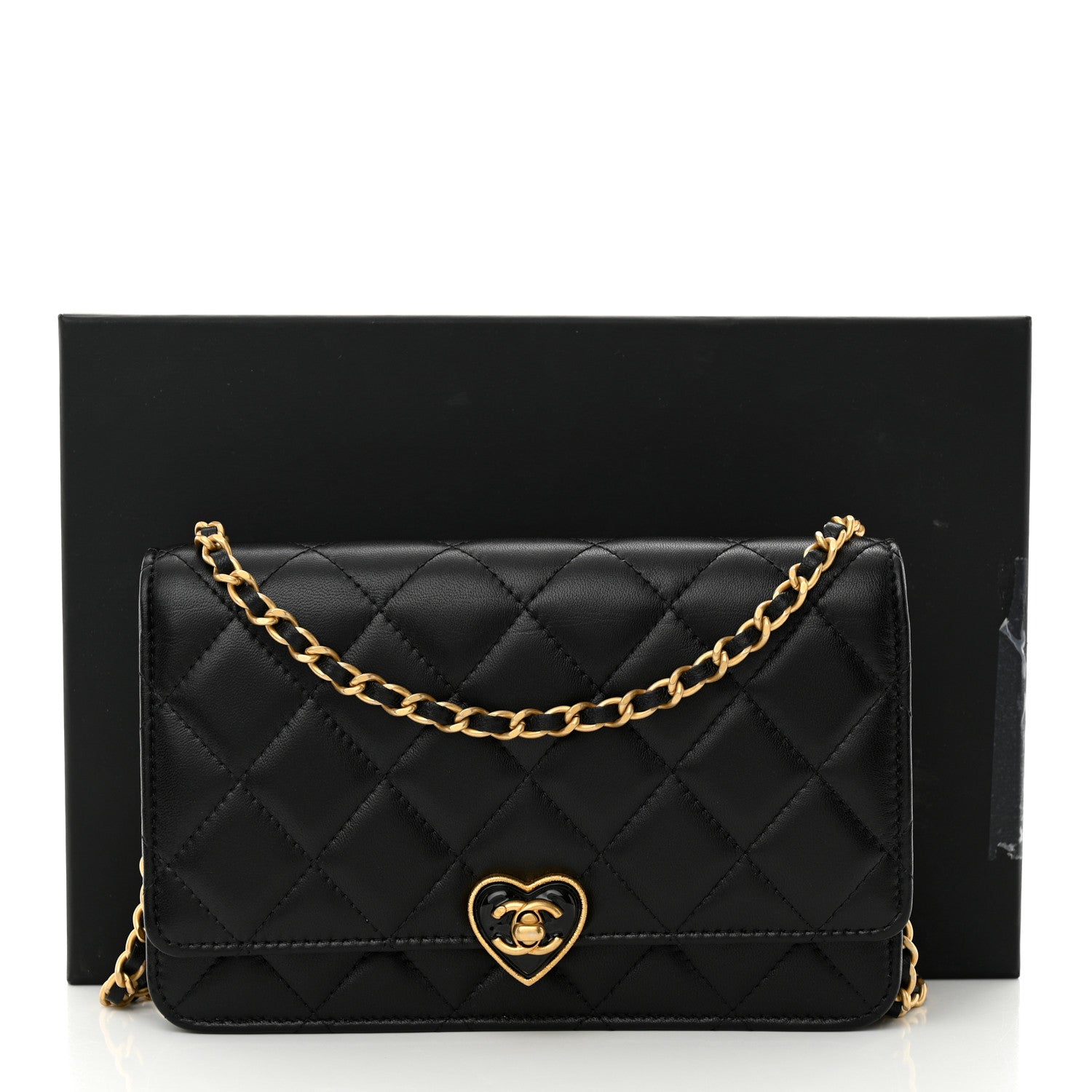 Chanel Lambskin Plexiglass Quilted Coco Love Wallet On Chain WOC Black 3 of 12