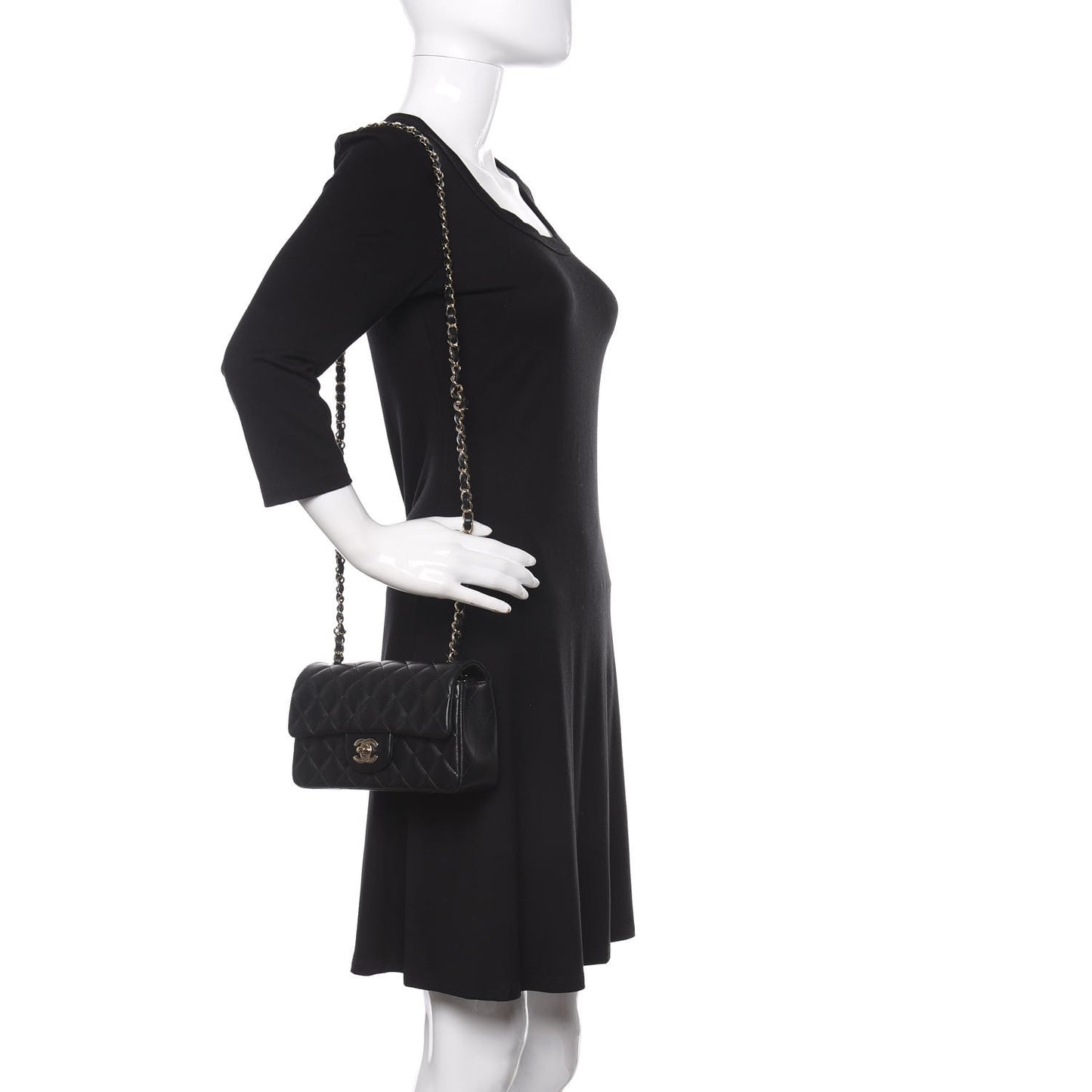 Lambskin Quilted Mini Rectangular Flap Black