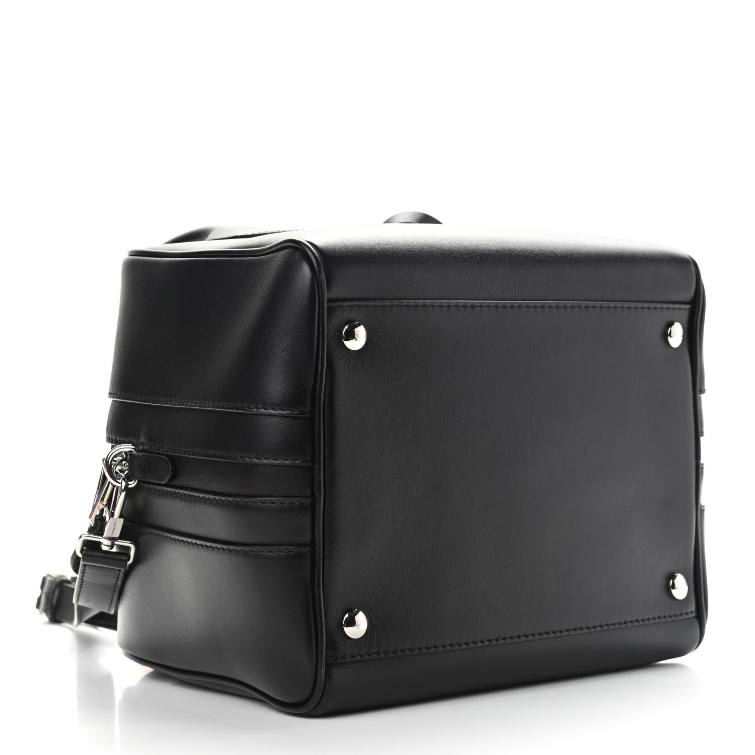 Burberry Smooth Calfskin Montage Print Small Cube Bowling Bag Black 4 of 11