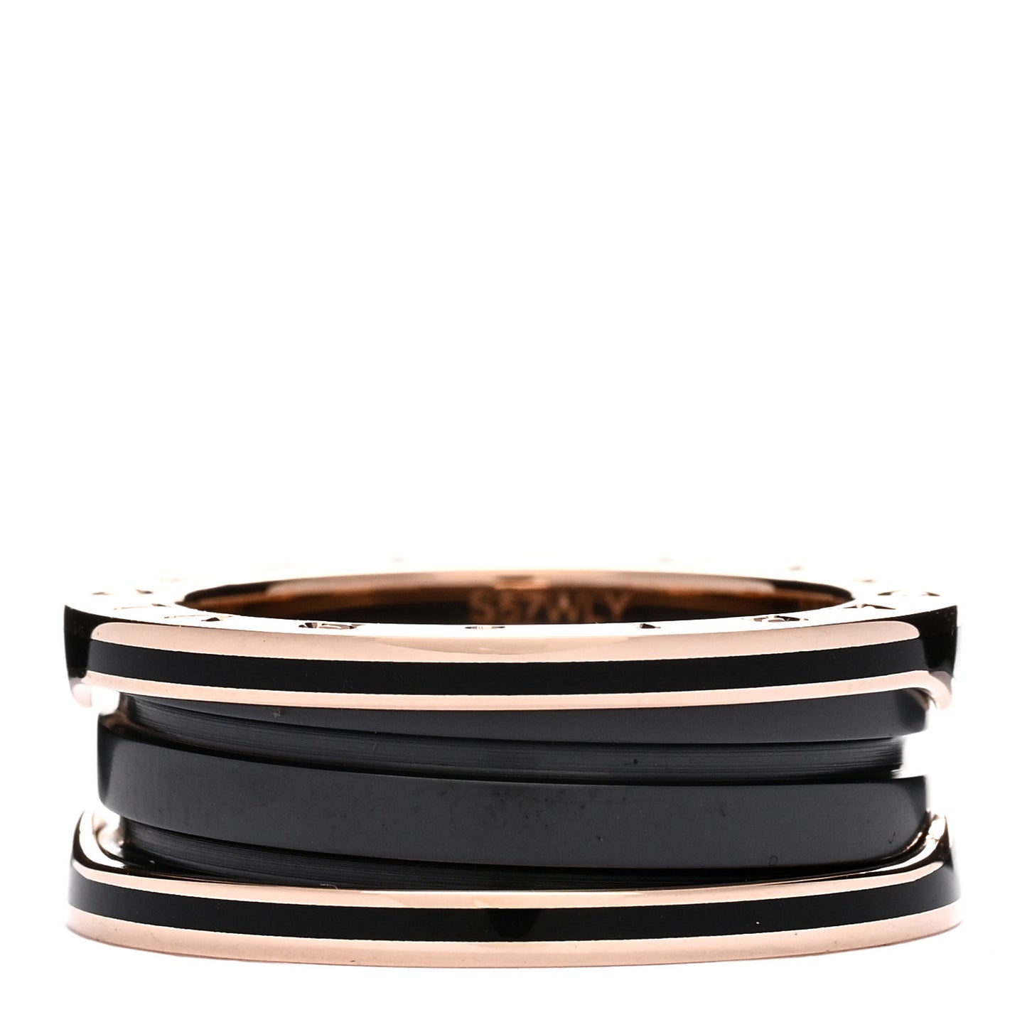18K Rose Gold Black Ceramic Matte B.Zero1 Two-Band Ring 53 6.25