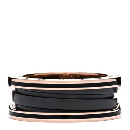 Bulgari 18K Rose Gold Black Ceramic Matte B.Zero1 Two-Band Ring 53 6.25 1 of 5