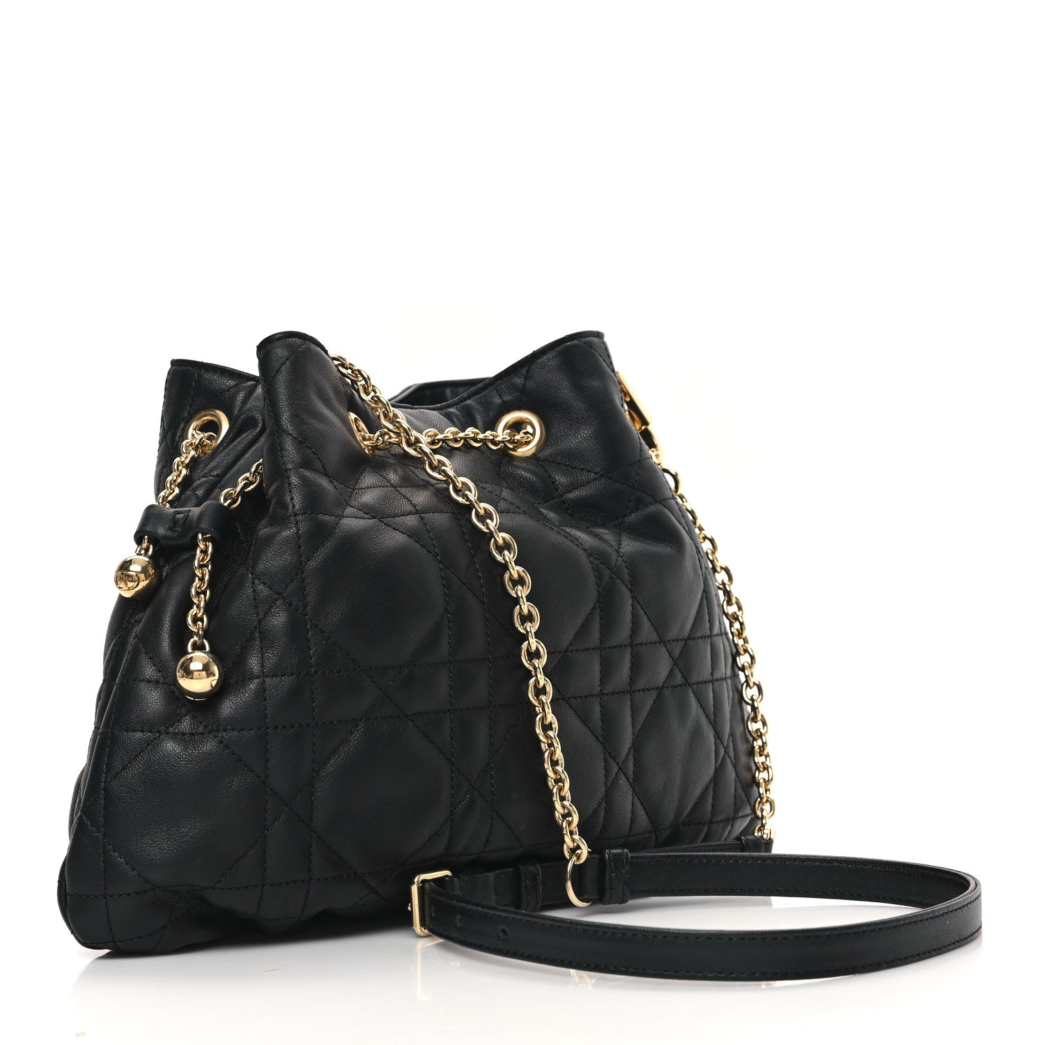 Christian Dior Lambskin Supple Macrocannage Medium Ammi Bag Black 3 of 13