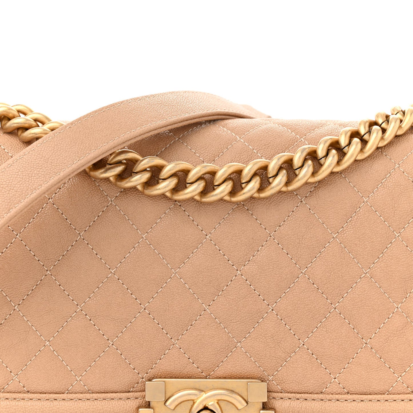Caviar Quilted Medium Boy Flap Beige