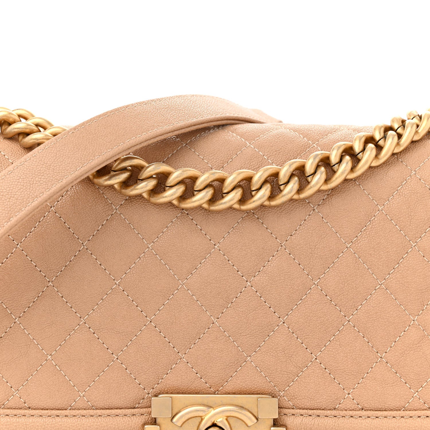 Chanel Caviar Quilted Medium Boy Flap Beige 8 of 12