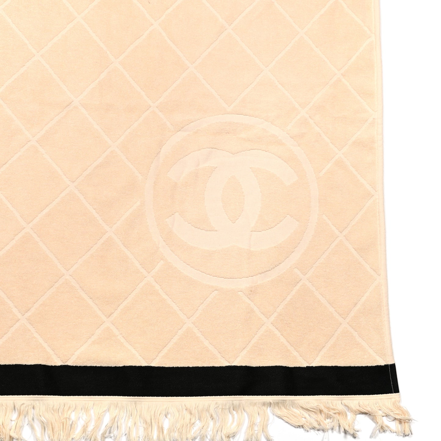 Terry Cotton CC Beach Tote Towel Beige Black
