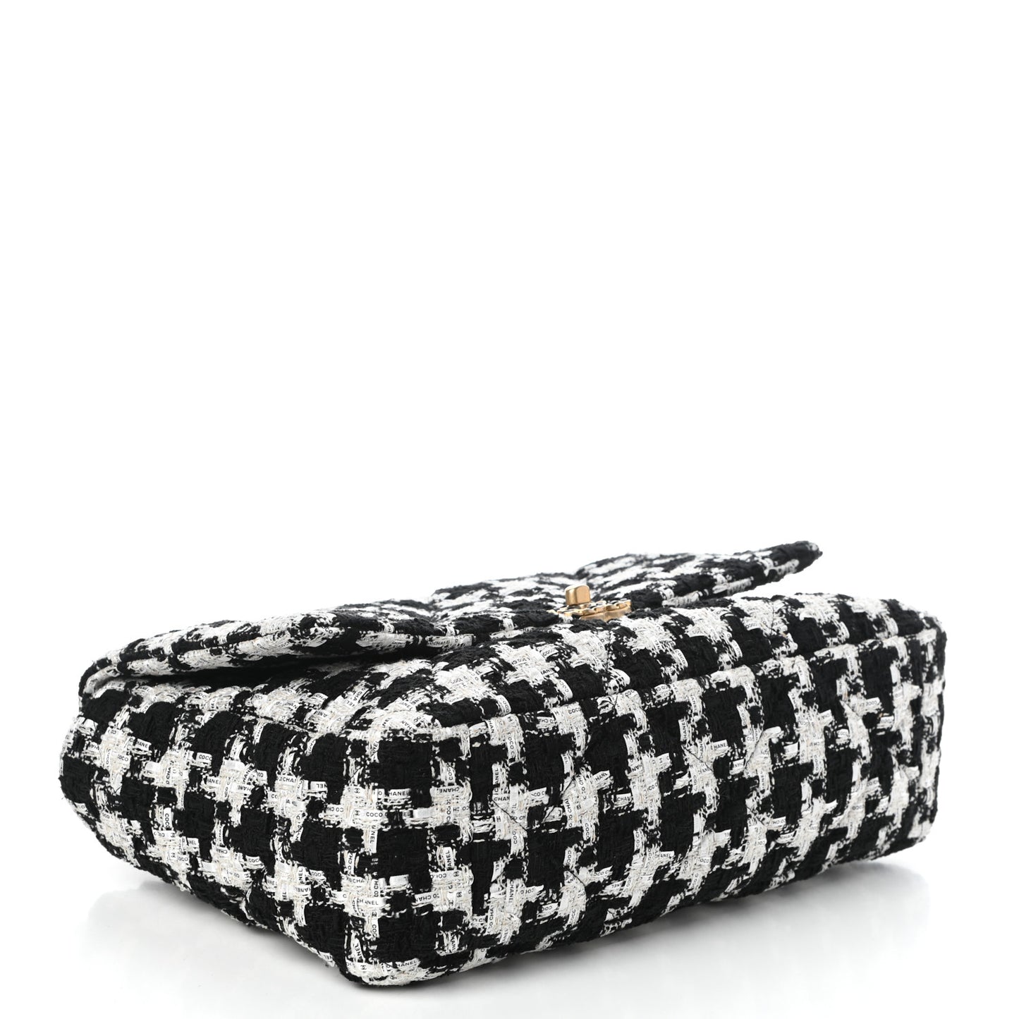 Tweed Quilted Maxi Chanel 19 Flap Black Ecru White